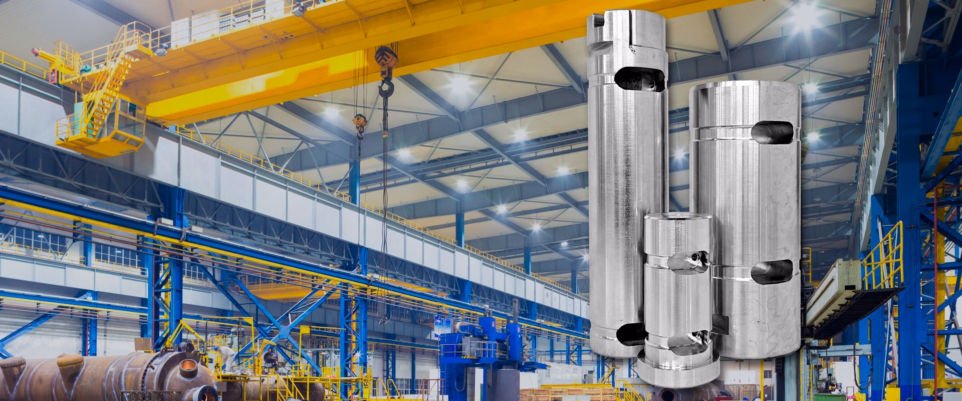 Three stainless steel cylindrical load cells of varying sizes