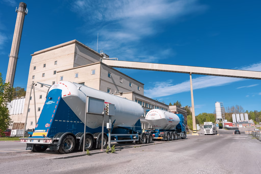 Tanker truck on a truck scale in an industrial area