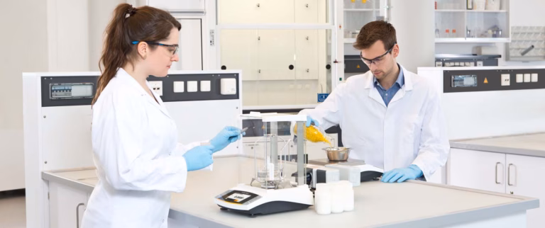 Two people working in a laboratory