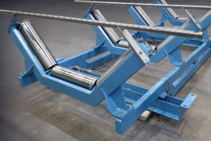 Multi-roller belt scale ready for installation on a grey floor