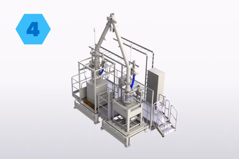 3D model of big bag and container loading stations side by side