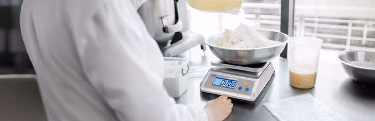 Bench scale used for weighing ingredients in food preparation